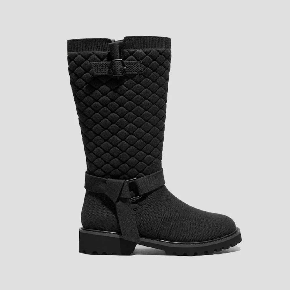 VIVAIA Wool Biker Boots with Round Toe and Mid-Height Sole Black EU/43 US/11‎